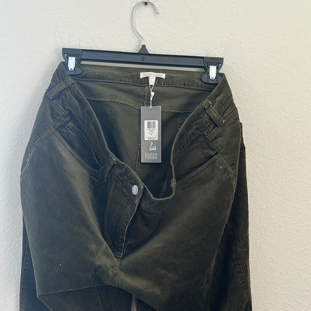 Eileen Fisher Olive Corduroy Pants size 14